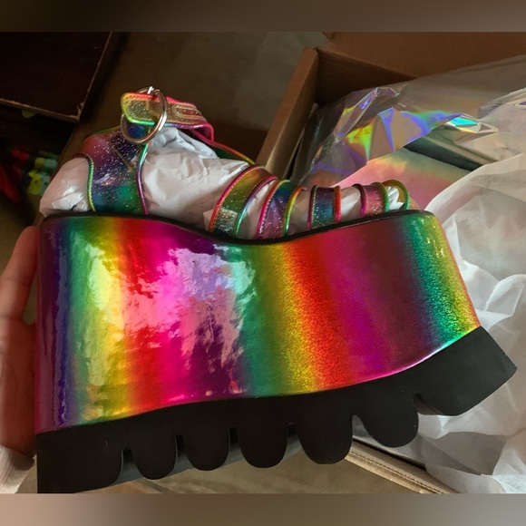NEW Dolls Kill x Club Exx Fantastic Hues Platform Sandals Size US 7 - Picture 2 of 10